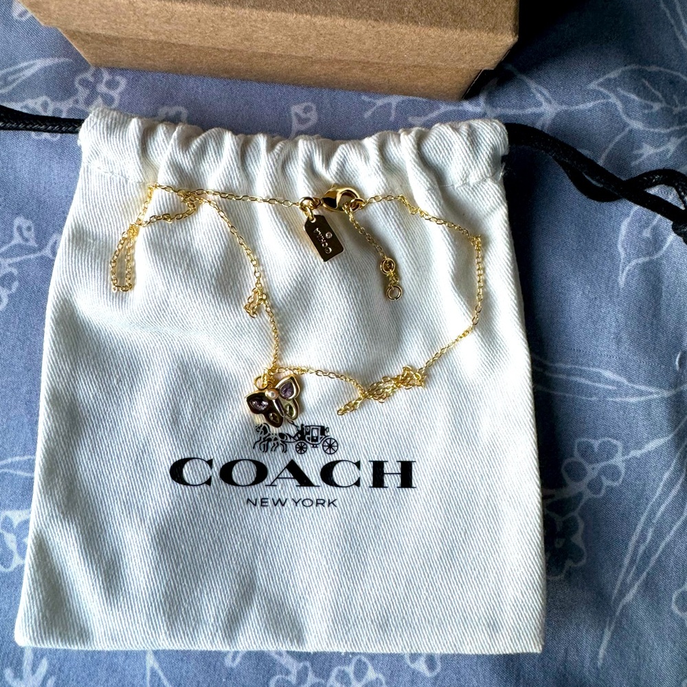 COACH Butterfly Pave Pendant Necklace